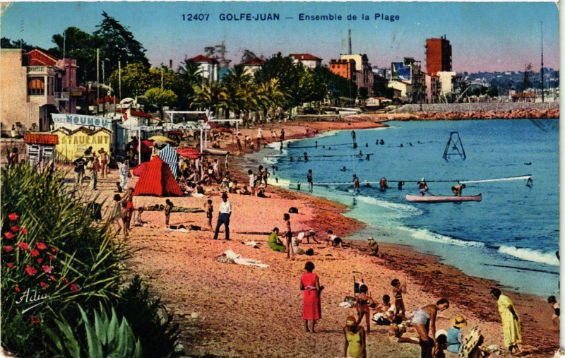 Carte postale ancienne Golfe Juan- Ensemble de la Plage France
