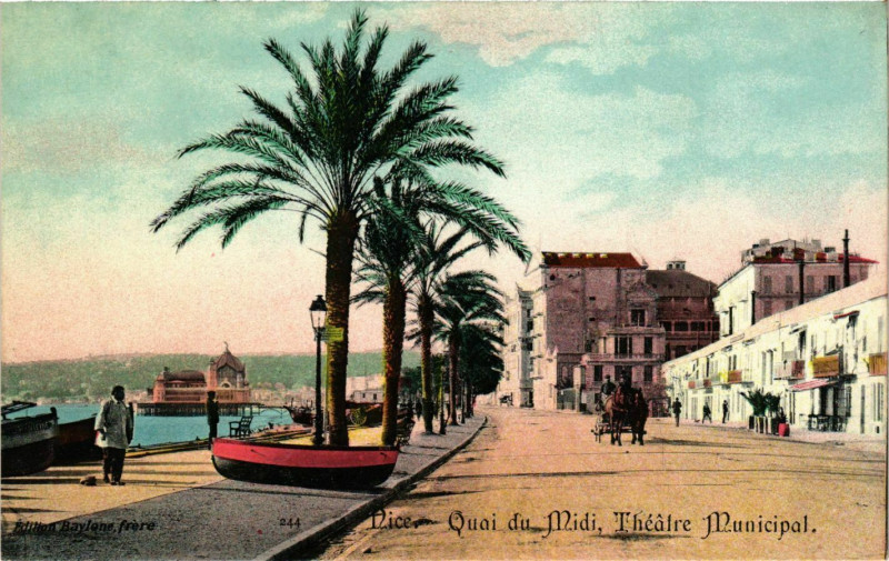 Carte postale ancienne Nice- Quai du Midi, Theatre Municipal France à Nice