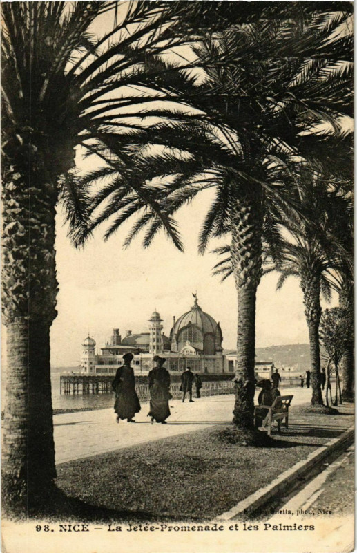 Carte postale ancienne Nice- La Jetee Promenade et les Palmiers France à Nice