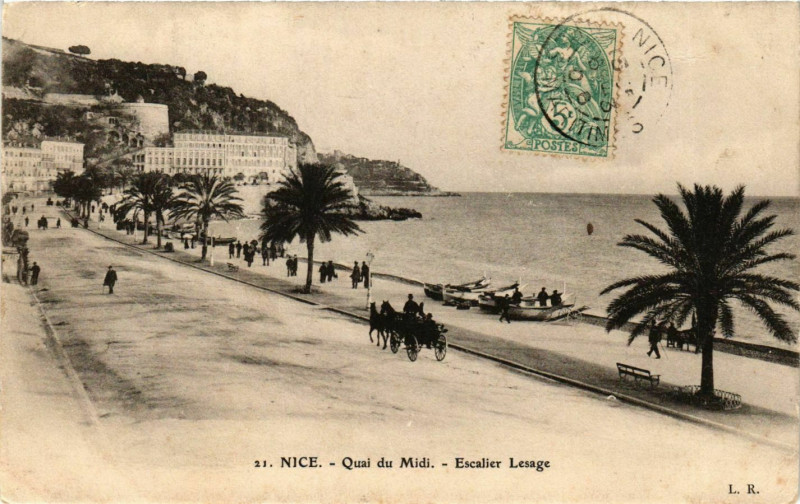Carte postale ancienne Nice- Quai du Midi, Escalier Lesage France à Nice
