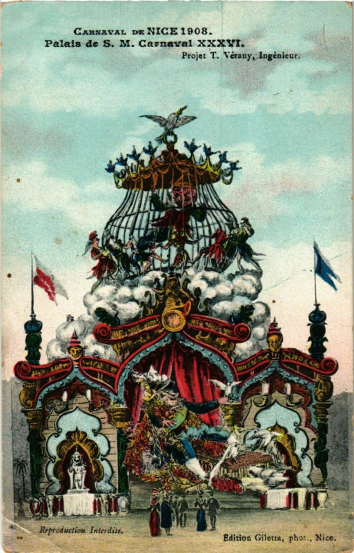 Carte postale ancienne Nice- Carnaval 1908 France à Nice