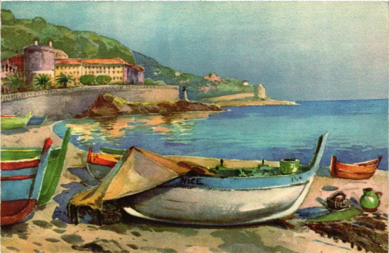 Carte postale ancienne Nice- Les Quais des Etats Unis a Rauba Oapeu France à Nice