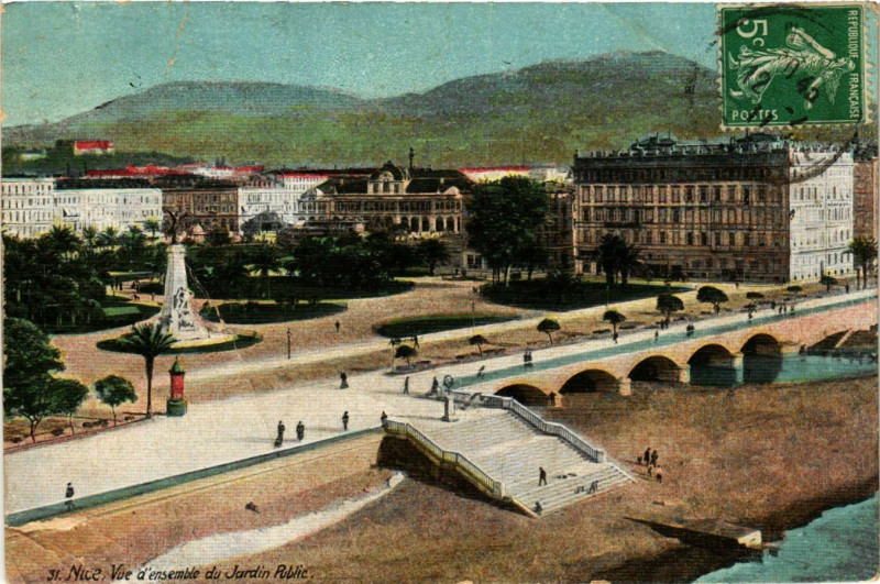 Carte postale ancienne Nice- vue d'ensemble du Jardin public France à Nice