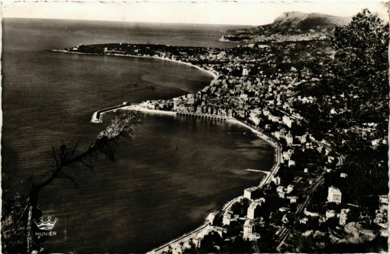 Carte postale ancienne Menton- vue generale Le Cap Martin&Monaco Monte Carlo France à Menton