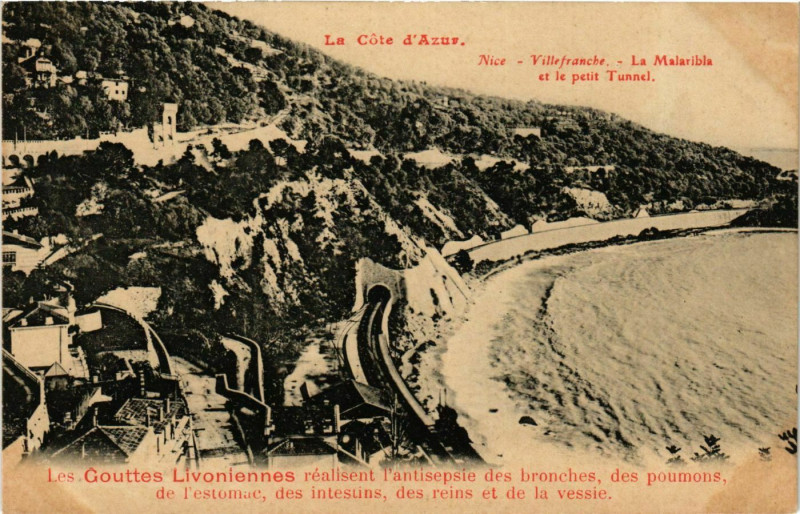 Carte postale ancienne Nice- La Malaribla et le petit Tunnel France à Nice
