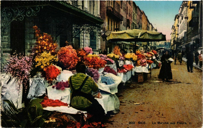 Carte postale ancienne Nice- Le Marche aux Fleurs France à Nice