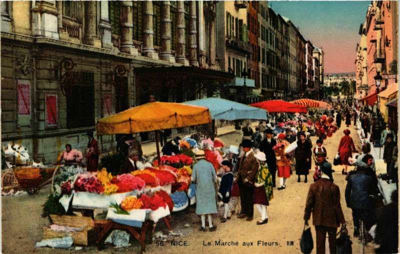 Carte postale ancienne Nice- Le Marche aux Fleurs France à Nice