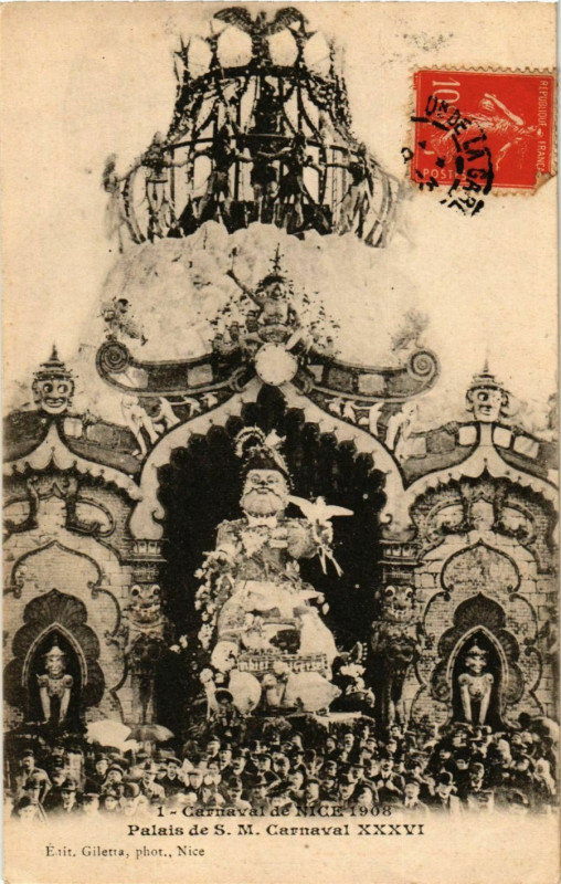 Carte postale ancienne Nice- Carnaval 1908 France à Nice