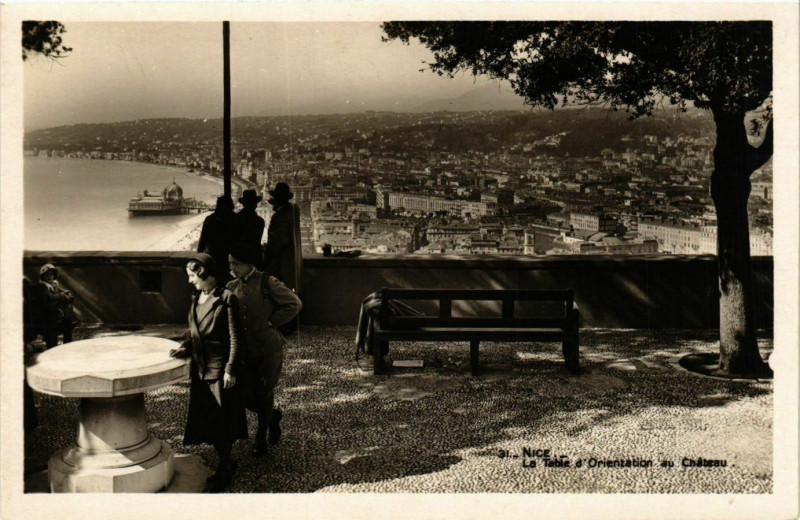Carte postale ancienne Nice- La Table d'Orientation au Chateau France à Nice