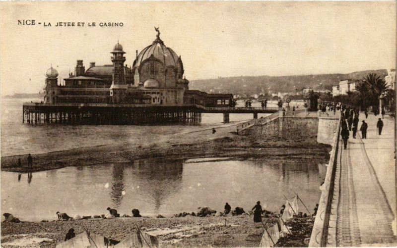 Carte postale ancienne Nice- Jetee et le Casino France à Nice