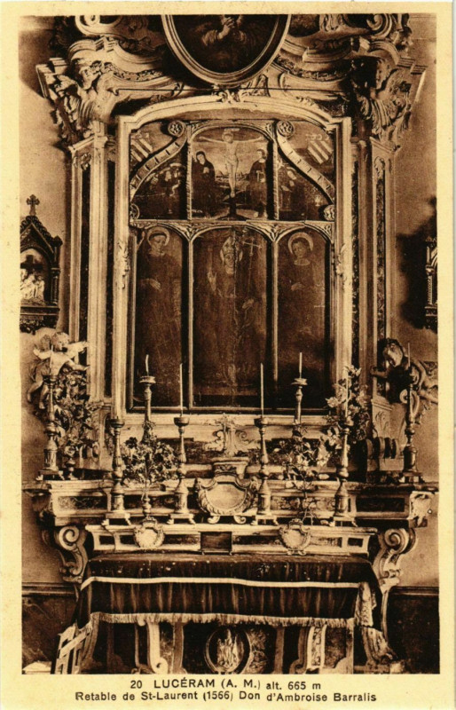 Carte postale ancienne Luceram- Retable de St. Laurent France à Lucéram