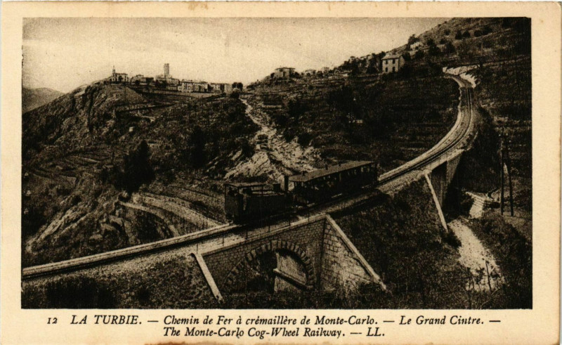 Carte postale ancienne La Turbie- The Monte Carlo Cog Wheel Railway France à La Turbie