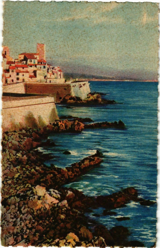 Carte postale ancienne Antibes- Les remparts de la vieille ville France à Antibes