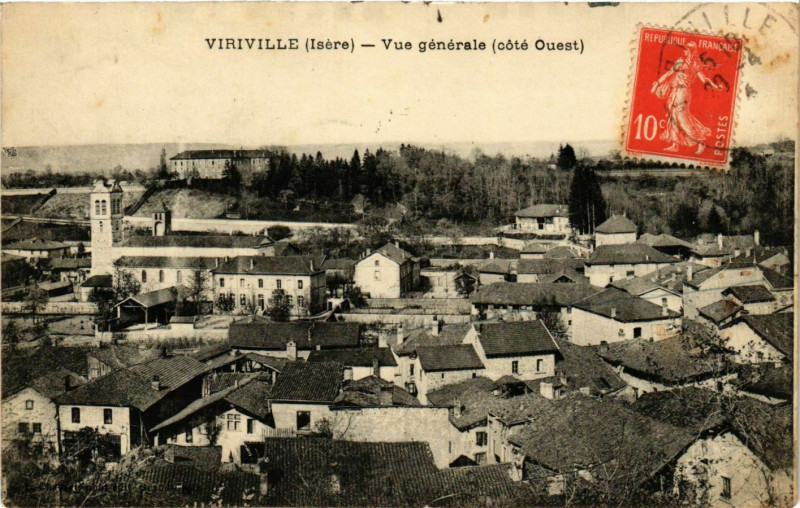 Carte postale ancienne Viriville - Vue Generale - Cote Ouest France à Viriville