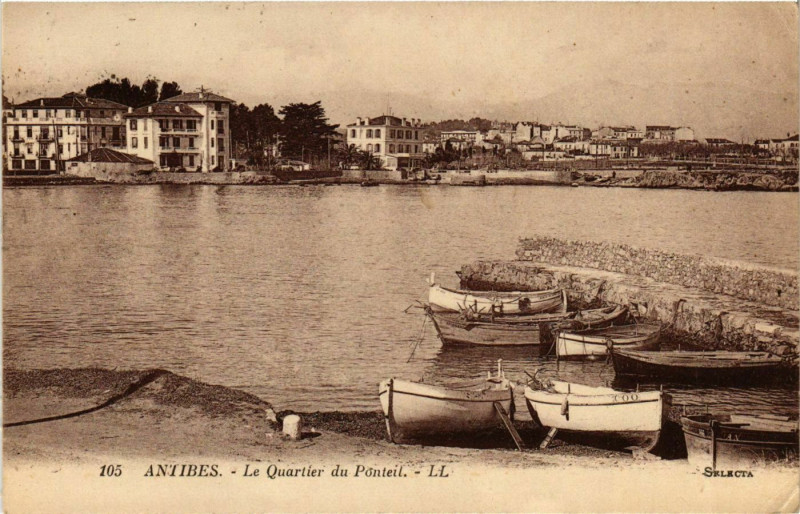 Carte postale ancienne Antibes- Le Quartier du Ponteil France à Antibes