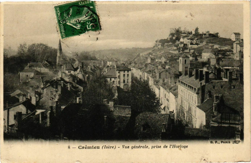 Carte postale ancienne Cremieu - Vue Generale prise de l'Horloge France à Crémieu