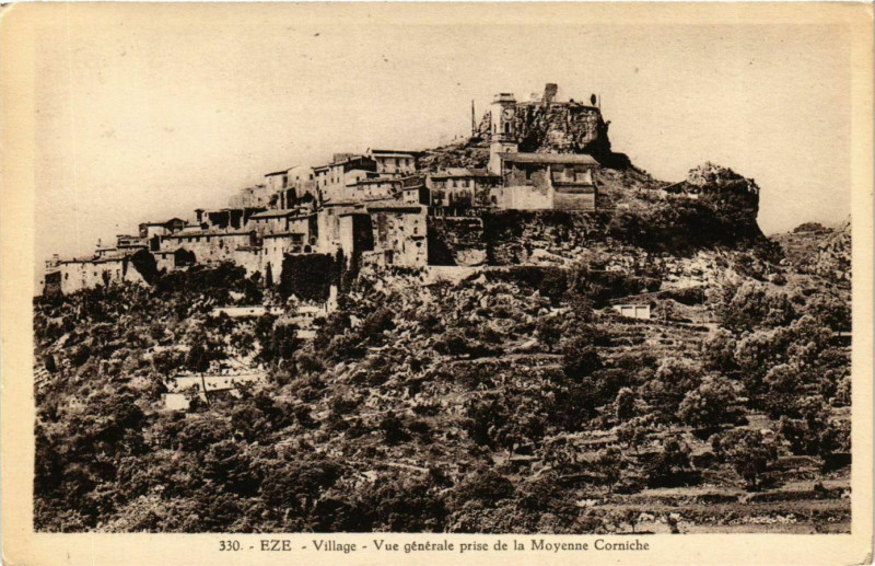 Carte postale ancienne Eze- Vue generale France à Èze