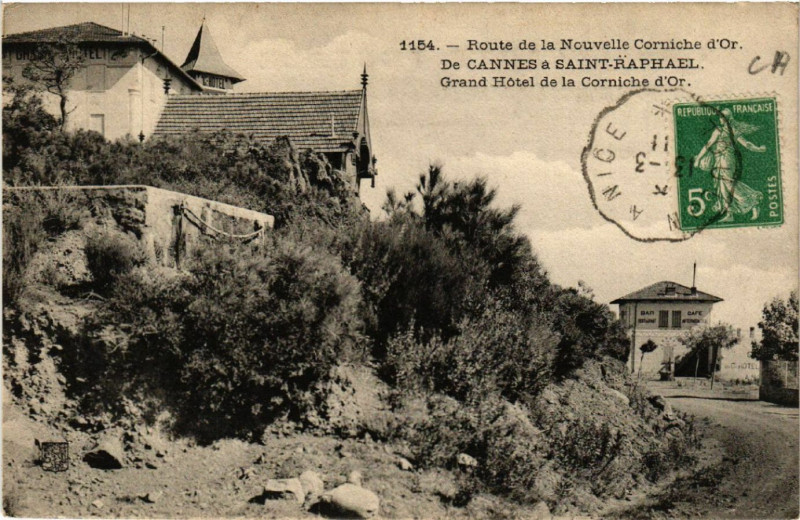 Carte postale ancienne Route de la Nouvelle Corniche d'O - Grand Hotel Corniche d'Or
