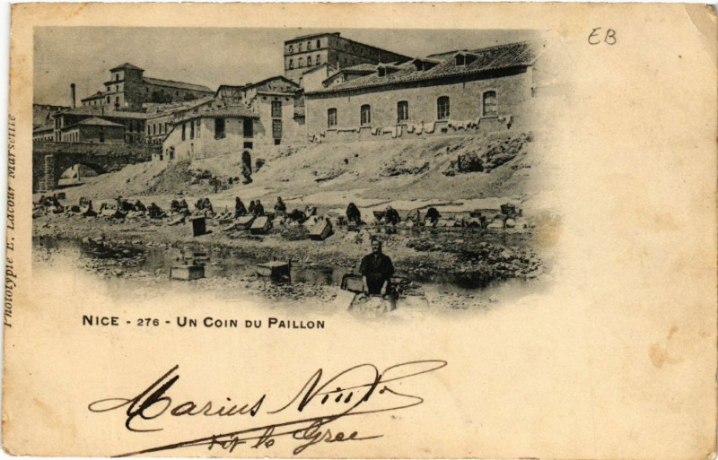 Carte postale ancienne Nice - Un Coin du Paillon à Nice
