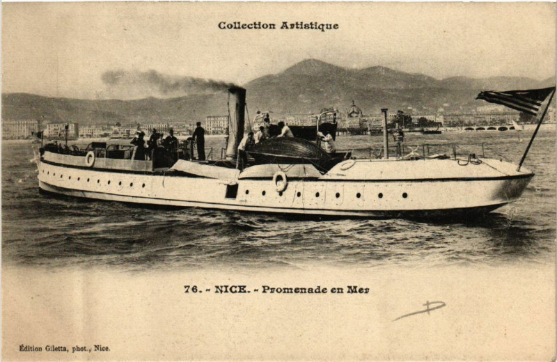 Carte postale ancienne Nice - Promenade en Mer à Nice