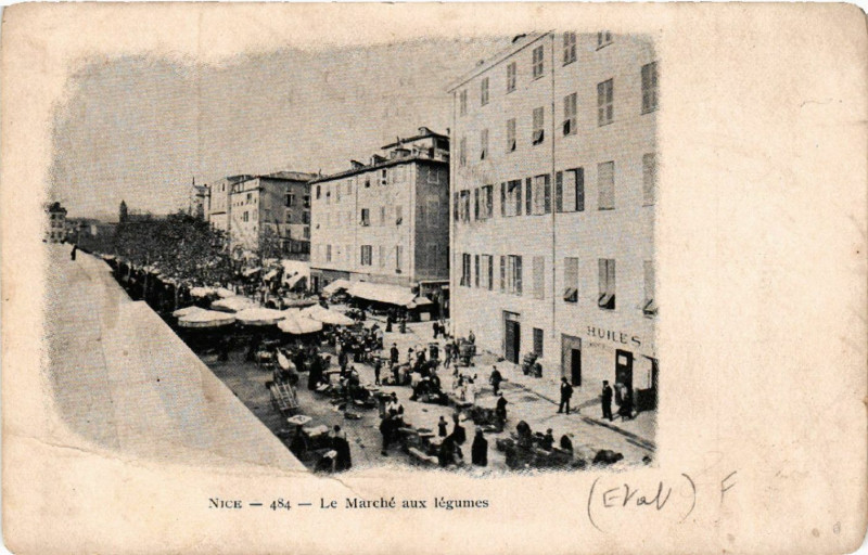 Carte postale ancienne Nice - Le Marché aux légumes à Nice