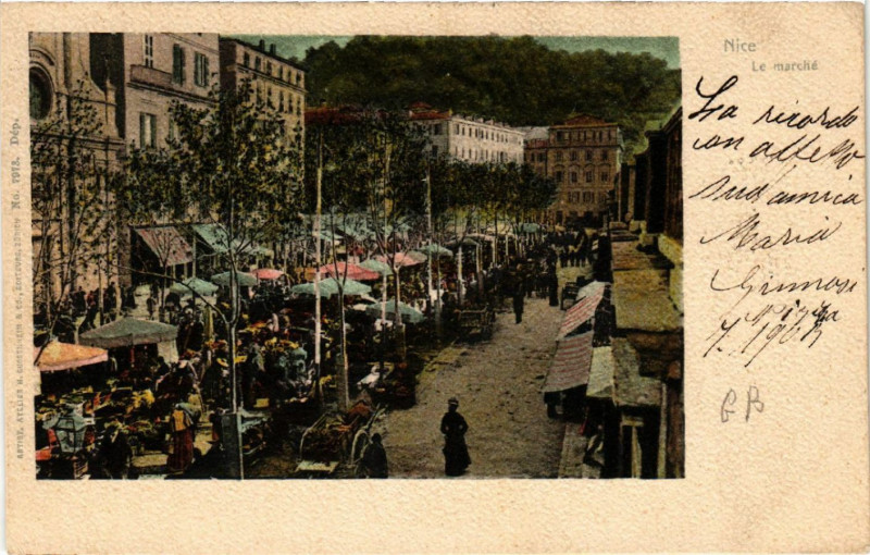 Carte postale ancienne Nice - Le Marché à Nice