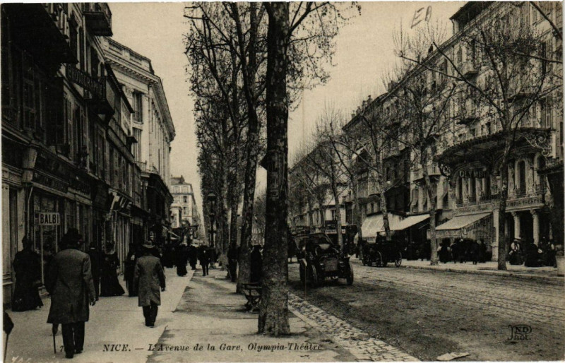 Carte postale ancienne Nice - L'Avenue de la Gare - Olympia-Theatre à Nice