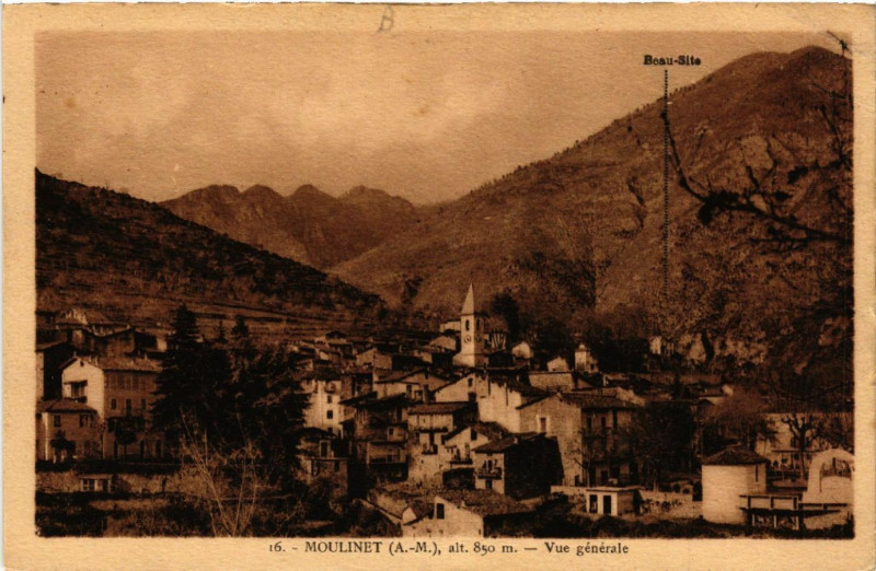 Carte postale ancienne Moulinet - Vue générale à Moulinet