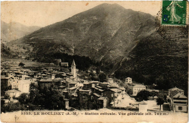 Carte postale ancienne Moulinet - Le Moulinet - Station Estivale - Vue générale à Moulinet