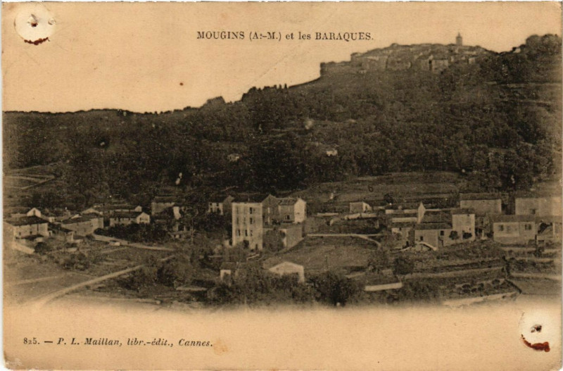 Carte postale ancienne Mougins - Mougins et les Baraques à Mougins