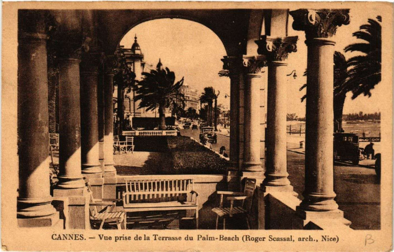 Carte postale ancienne Cannes - Vue prise de la Terrasse du Palm-Beach à Cannes