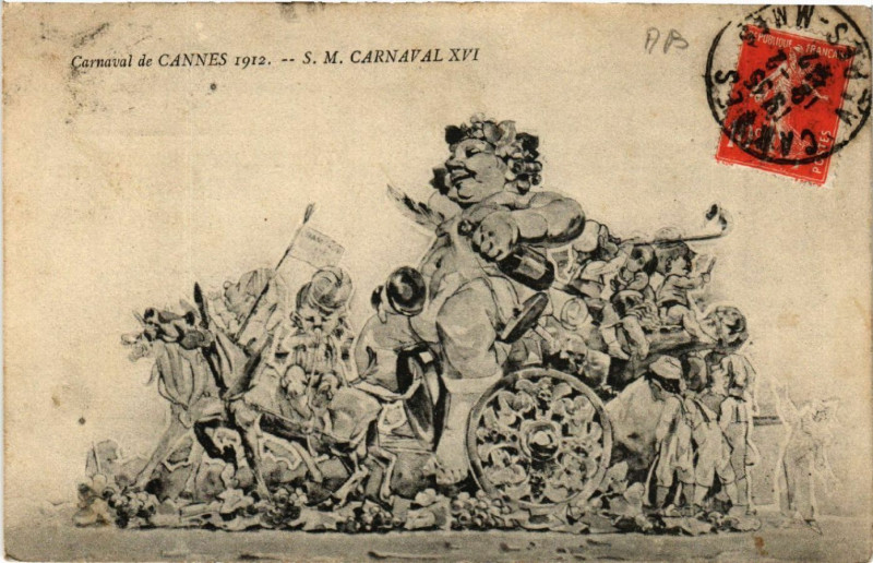 Carte postale ancienne Cannes - Carnaval de Cannes 1912 - S. M. Carnaval Xvi à Cannes