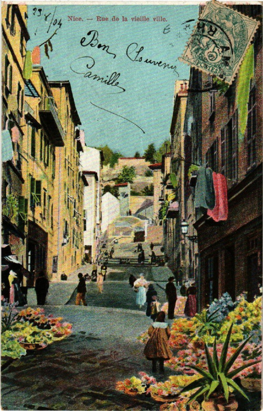 Carte postale ancienne Rue de la vieille ville à Nice