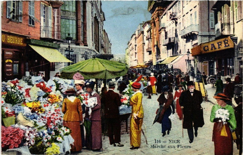 Carte postale ancienne Nice - Marcé aux Fleurs à Nice