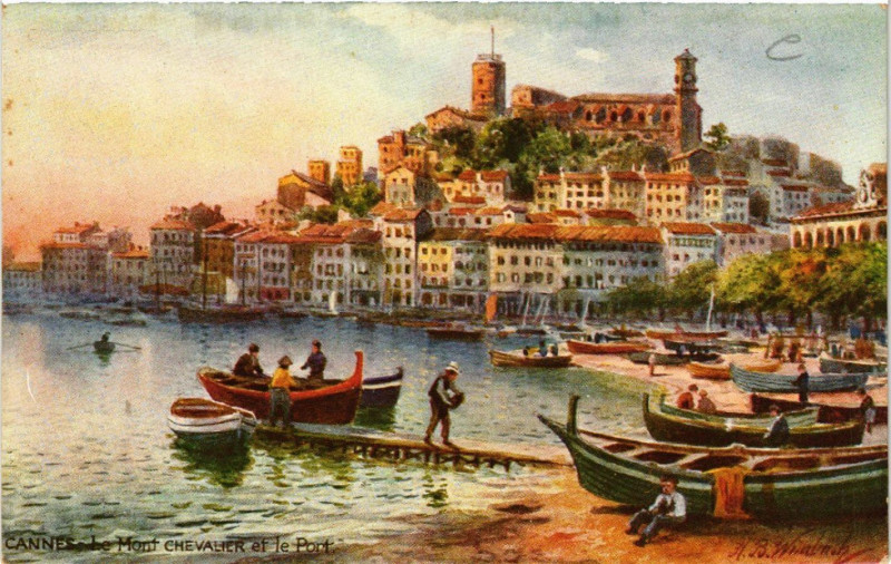 Carte postale ancienne Cannes - Le Mont Chevalier et le Port à Cannes