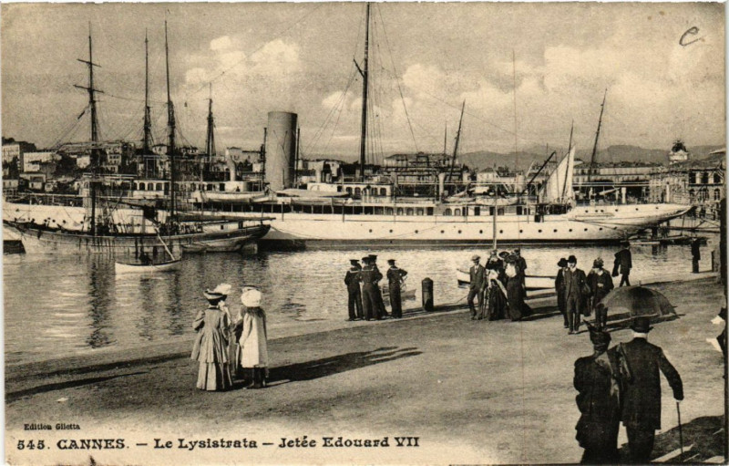 Carte postale ancienne Le Lysistrata — Jetée Edouard VII à Cannes
