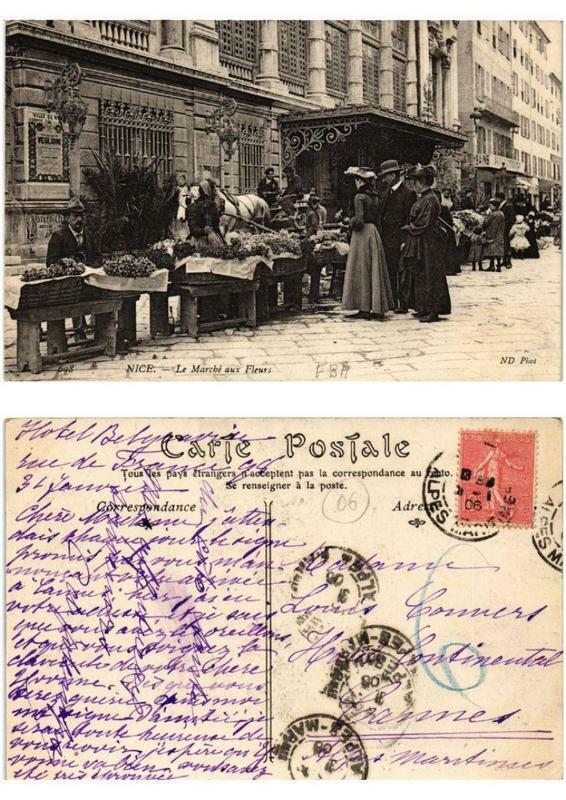 Carte postale ancienne Nice Le Marche aux Fleurs à Nice