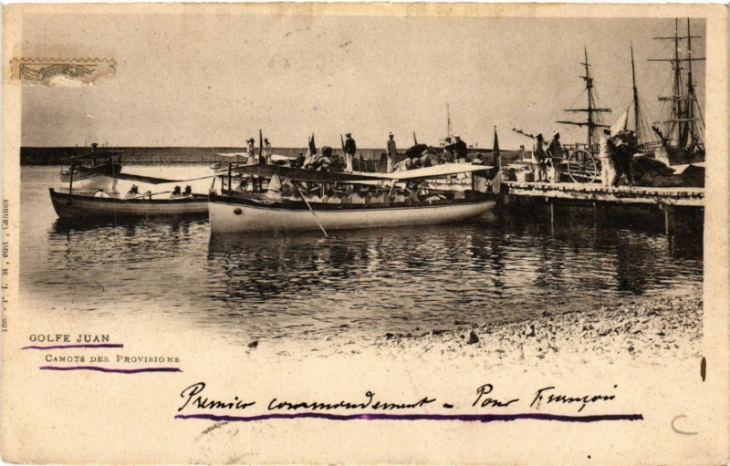 Carte postale ancienne Golfe-Juan - Canots des Provisions