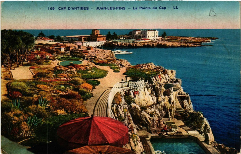 Carte postale ancienne Cap d'Antibes - Juan-les-Pins - La Pointe du Cap à Antibes