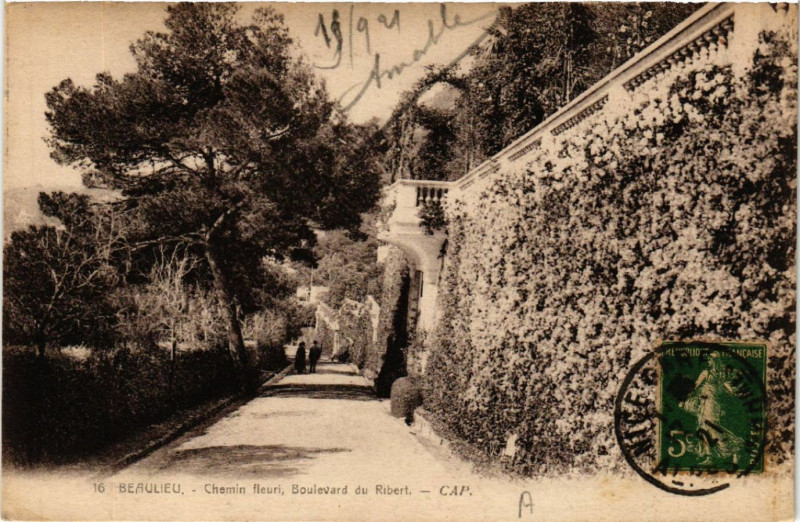 Carte postale ancienne Beaulieu - Chemin fleuri, Boulevard du Ribert
