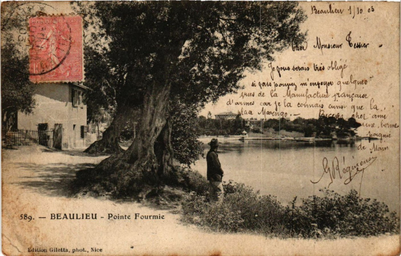 Carte postale ancienne Beaulieu - Pointe Fourmie