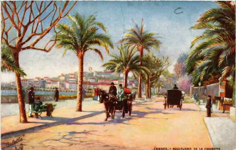 Carte postale ancienne Cannes - Boulevard de la Croisette à Cannes