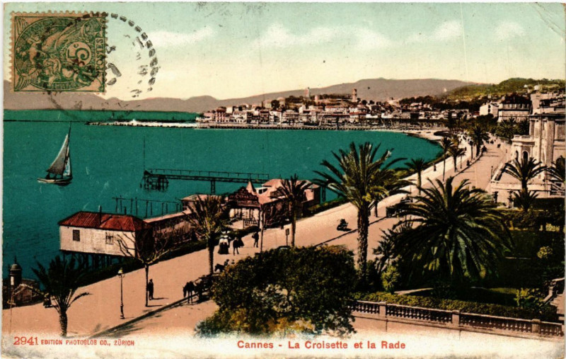 Carte postale ancienne Cannes - La Croisette et la Rade à Cannes
