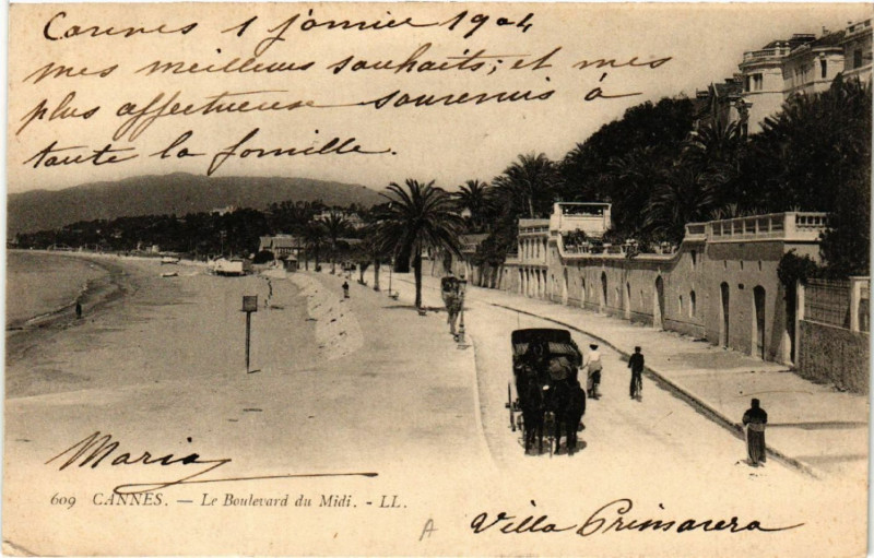 Carte postale ancienne Cannes - Le Boulevard du Midi à Cannes
