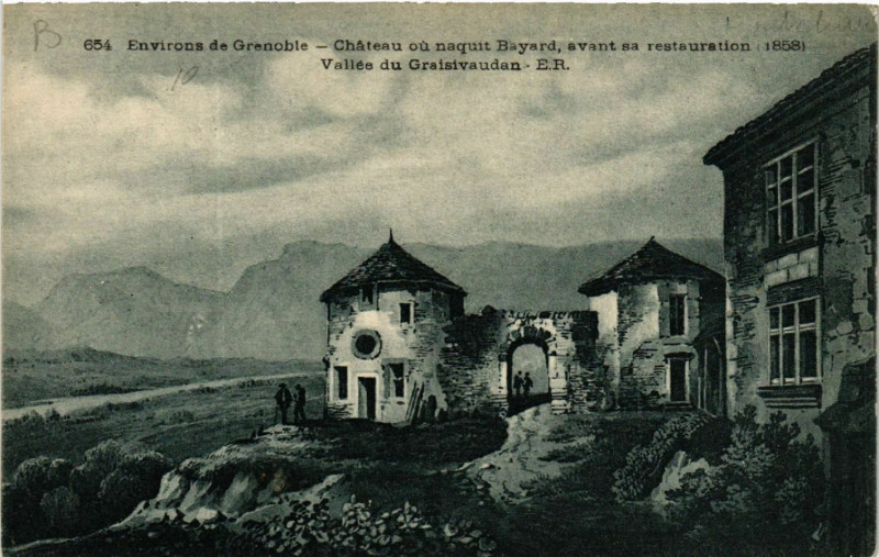 Carte postale ancienne Environs de Grenoble - Chateau ou naquit Bayard, avant sa ... à Grenoble