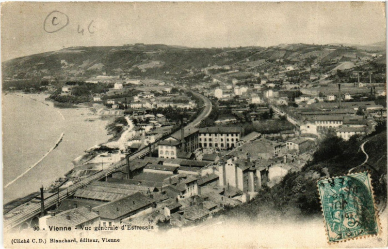 Carte postale ancienne Vienne - Vue générale d'Estressin à Vienne