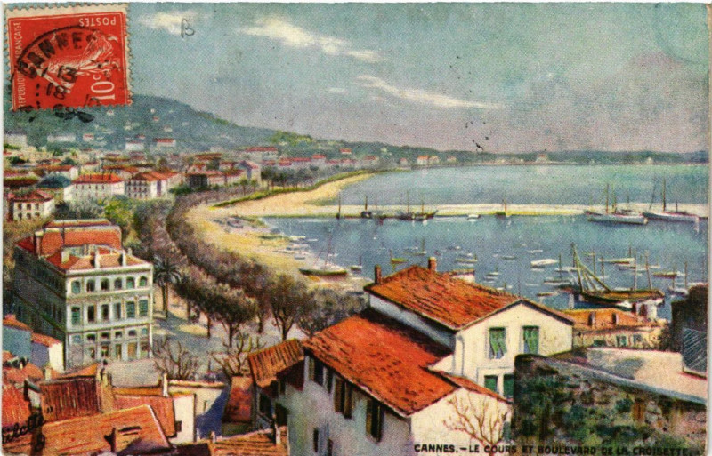 Carte postale ancienne Cannes - Le Cours et Boulevard de la Croisette à Cannes