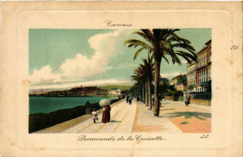 Carte postale ancienne Cannes - Promenade de la Croisette à Cannes