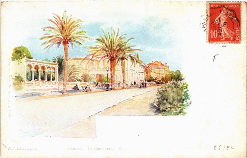 Carte postale ancienne Cannes - La Croisette à Cannes