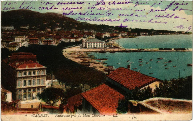 Carte postale ancienne Cannes - Panorama pris du Mont-Chevalier à Cannes